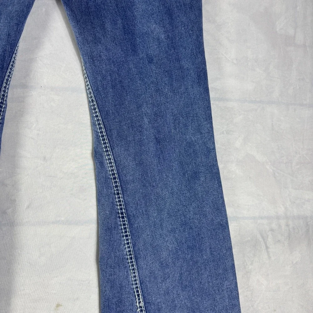 NWT True Religion Joey Womens Flare Jeans Blue Denim Mid Rise Flap Pockets 29‎